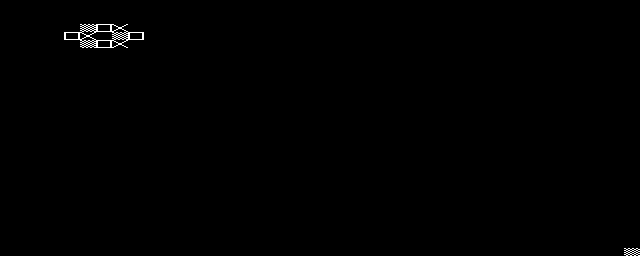 Acorn Electron native diagnostic showing a small patterned region, a single-cell redraw and a separate corner tile
