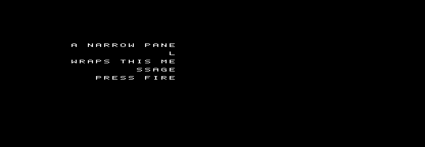 The custom message wraps into five right-aligned lines inside a narrower panel on CPC 464 MODE 1.