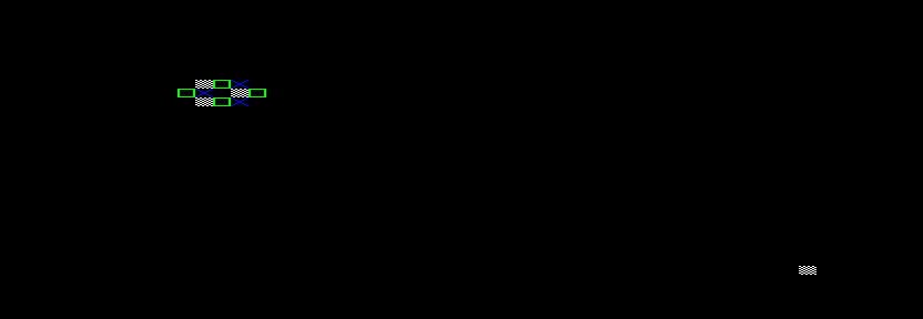 Amstrad CPC bitmap region with checkerboard, hollow squares and diagonal crosses in distinct pens