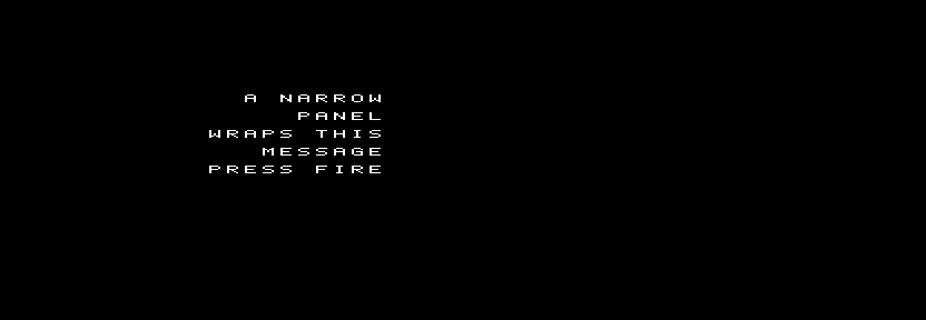 The custom message wraps into five right-aligned lines inside a narrower panel on CPC 464 MODE 1.