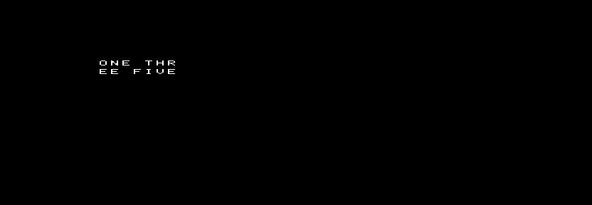 ONE THREE FIVE is cut into ONE THR and EE FIVE despite a usable word boundary.