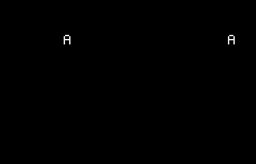 Two original A glyph objects on the Atari 7800, one at the right boundary.