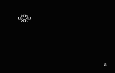 Atari 800XL native output showing a patterned map patch and a single-cell redraw