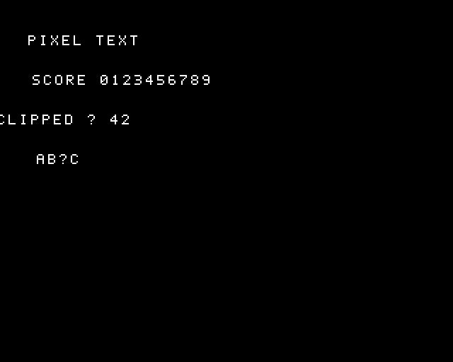 Native BBC Micro MODE 4 output with original bitmap text at several pixel positions