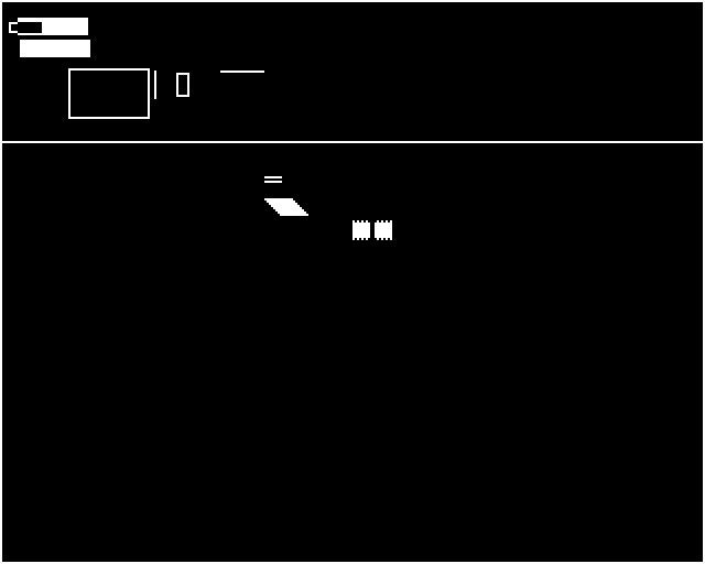 BBC Micro output showing filled strips, thin and outlined boxes, bit-phase tests and a full-display border