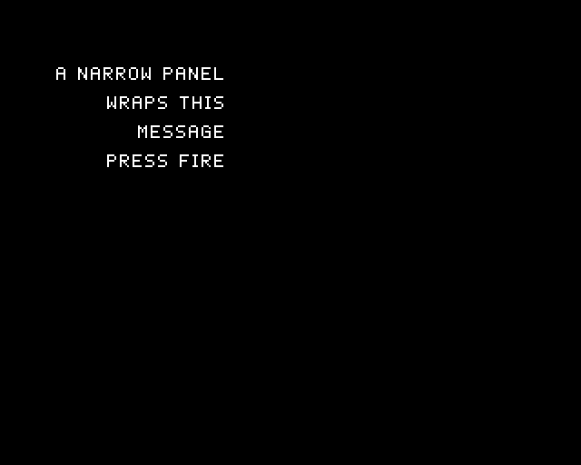 The custom message uses wider letter spacing in the narrow right-aligned panel.