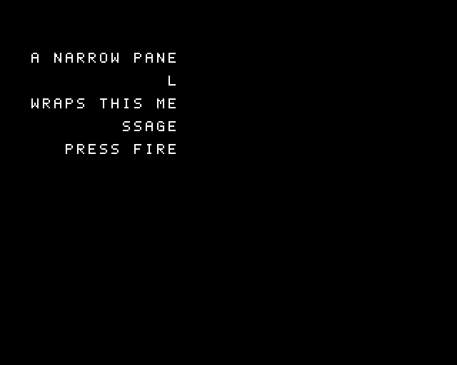 The custom message wraps into five right-aligned lines inside a narrower panel on BBC Micro MODE 4.