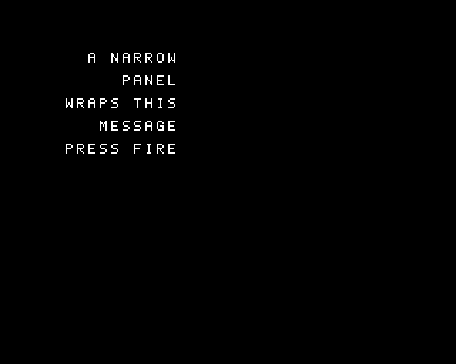 The custom message wraps into five right-aligned lines inside a narrower panel on BBC Micro MODE 4.