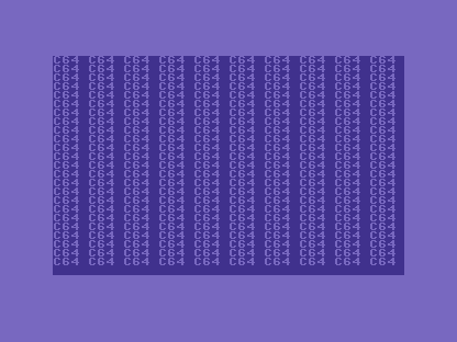 The C64 screen filled completely with C64 C64 C64 repeating.