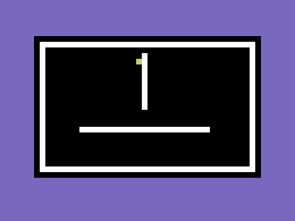 A C64 maze: a white border and inner walls on black, the yellow rover pressed against an inner wall.
