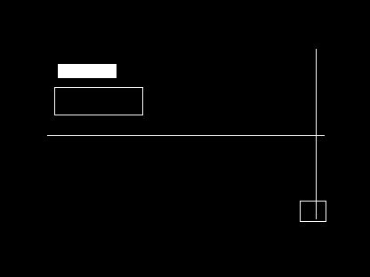 Native C64 Standard HIRES Bitmap output showing filled and outlined rectangles, horizontal spans and a vertical edge