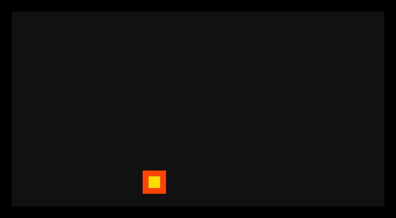 A near-black screen with the orange-and-yellow bob down in the lower-middle area, away from its starting corner.