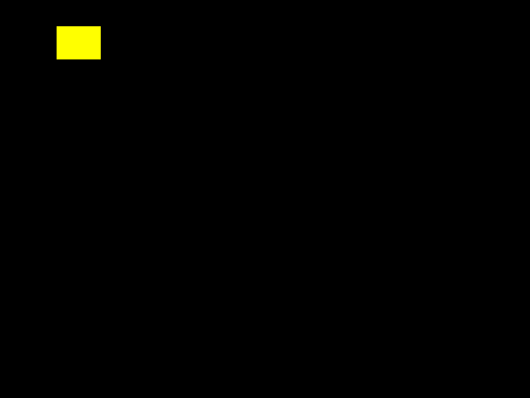 A solid yellow rectangle in the top-left corner of an otherwise black Amiga screen.
