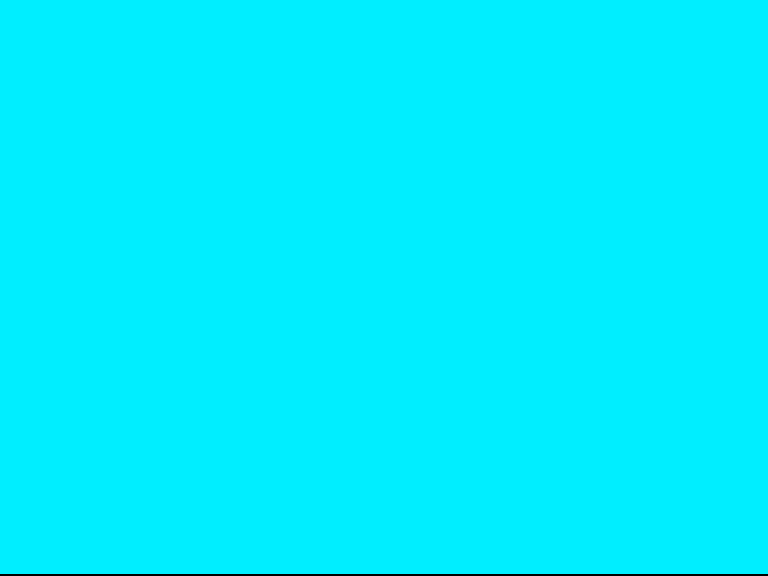 The Amiga screen filled with solid cyan, one colour from a continuous cycle.