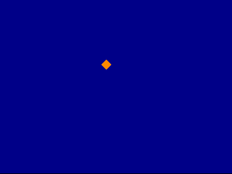 A deep blue screen with a single orange diamond floating near the centre.
