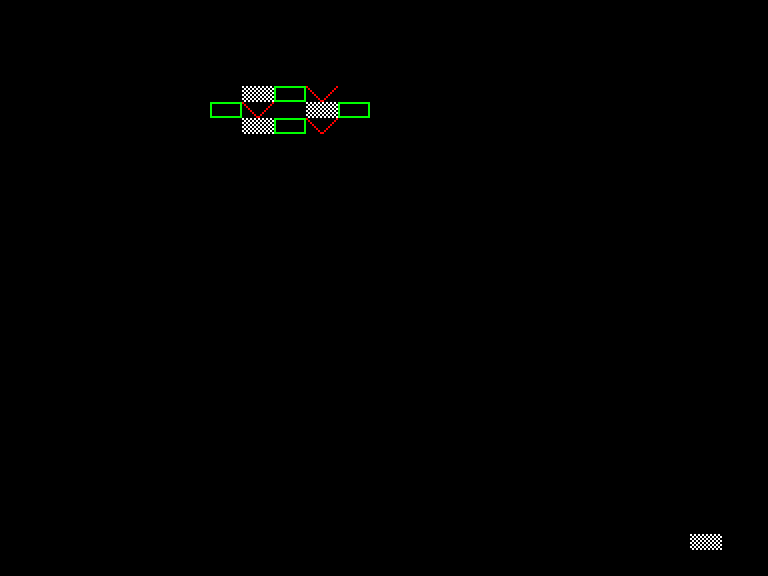 Amiga native output showing a patterned map patch and a single-cell redraw
