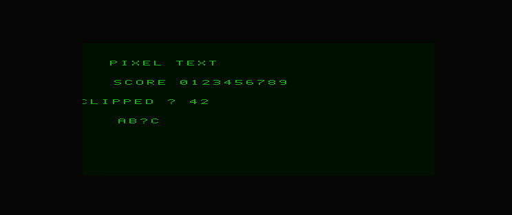Native Dragon 32 PMODE 4 output with original bitmap text at several pixel positions