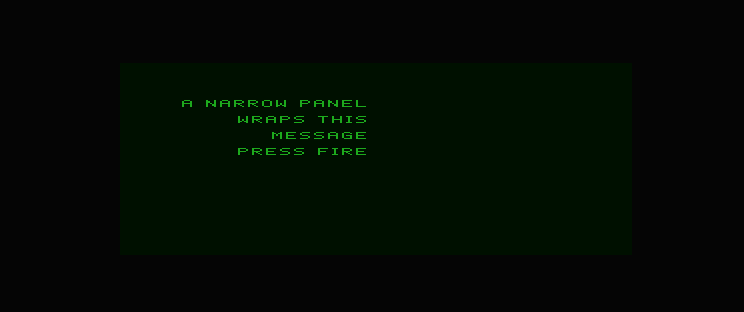 The custom message uses wider letter spacing in the narrow right-aligned panel.