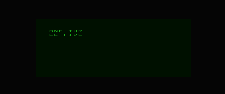 ONE THREE FIVE is cut into ONE THR and EE FIVE despite a usable word boundary.