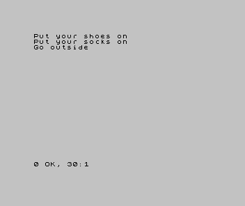 A Spectrum screen showing: Put your shoes on, Put your socks on, Go outside — shoes before socks.