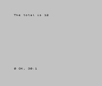A Spectrum screen showing: The total is 12.