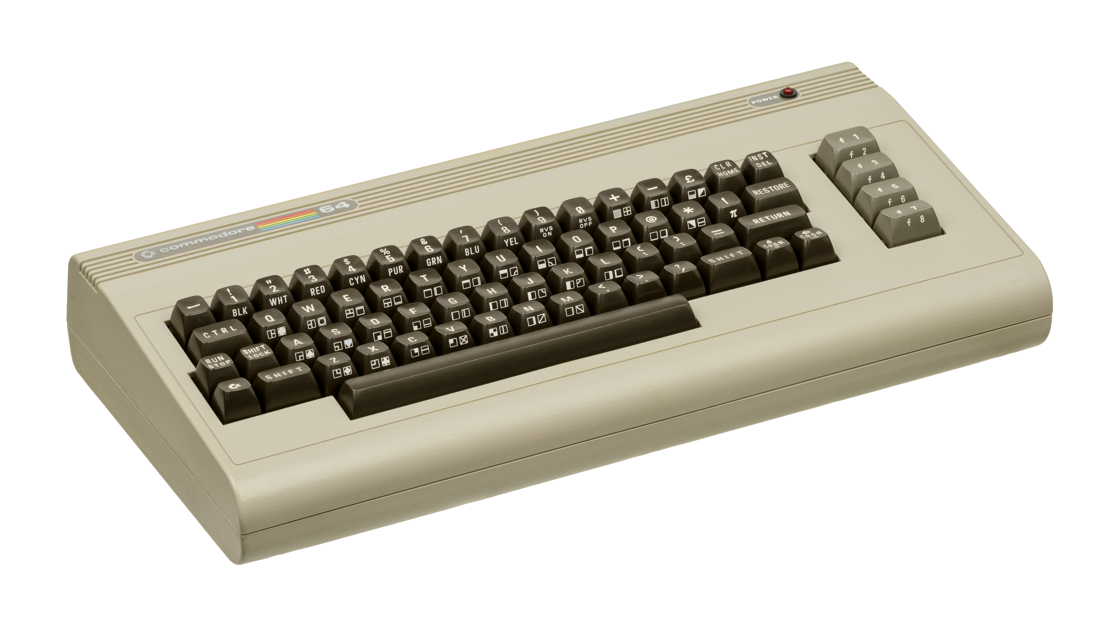 Commodore 64 breadbin computer with brown keys