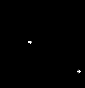 An original arrow appears near the centre and exactly at the lower-right corner of the native character screen