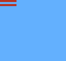Two short red bars near the top-left of a light-blue NES screen, one row apart.