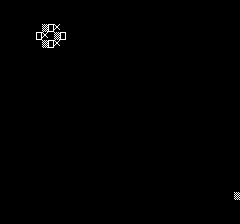 Oric Atmos native output showing a patterned map patch and a single-cell redraw