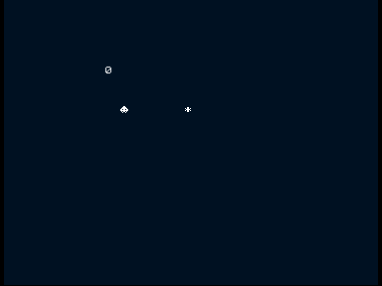 The Amiga example at its starting position, with the player, collectible and zero count.