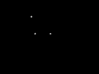 The Commodore 64 example at its starting position, with the player, collectible and zero count.