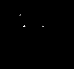 The NES example at its starting position, with the player, collectible and zero count.