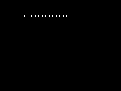 C64 shows the deliberate error row 0F 07 00 E8 00 00 00 00.