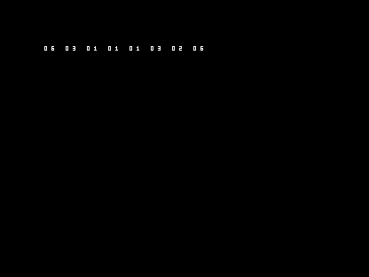 C64 shows the working diagnostic row 06 03 01 01 01 03 02 06.