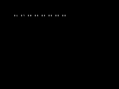 C64 shows the working result 01 07 08 05 02 00 00 00.