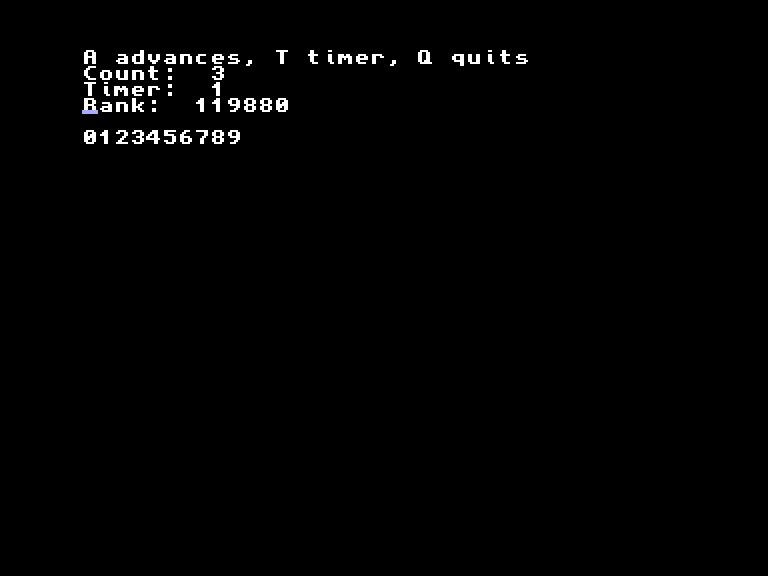 AMOS displays Count 3 and Timer 1 after two player actions and one automatic turn.