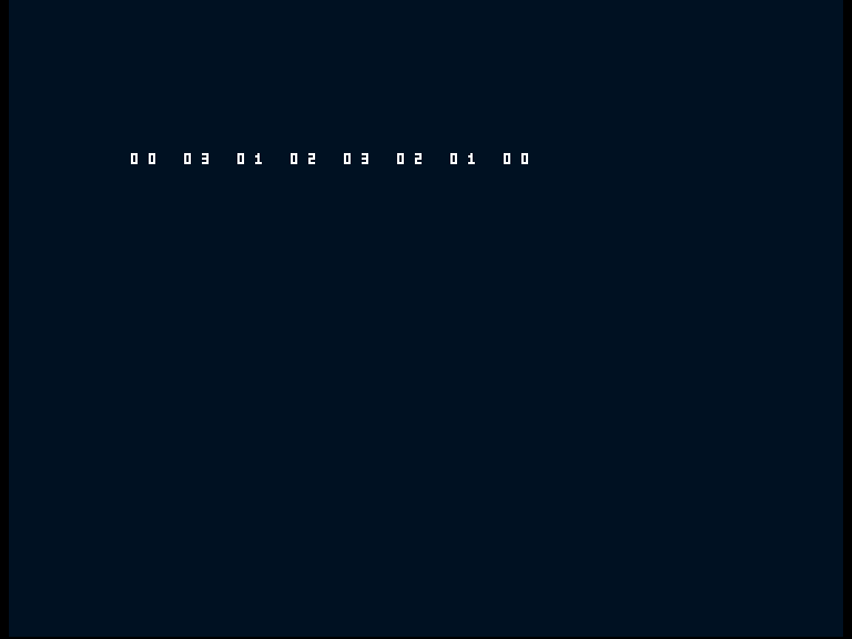 The Amiga caller shows 00 03 01 02 03 02 01 00 after a reset on resume.