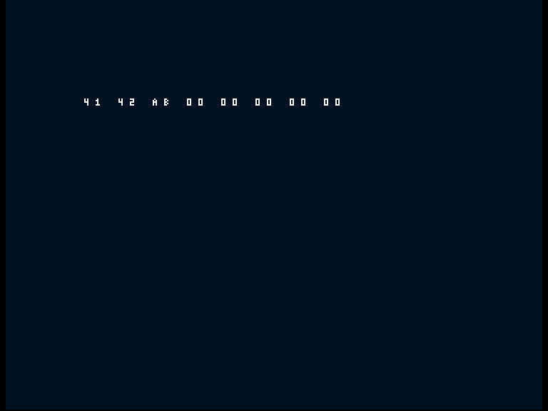 Amiga shows the working diagnostic row 41 42 AB 00 00 00 00 00.