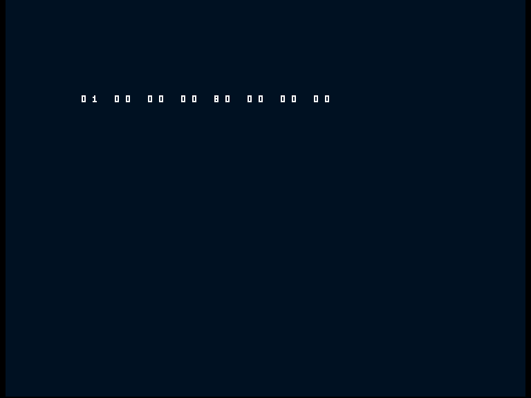 Amiga shows the deliberate error row 01 00 00 00 80 00 00 00.