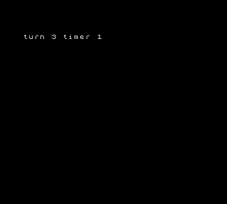 Native Ace FORTH output showing turn 3 and timer 1 after two actions and an automatic deadline expiry.