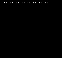 NES shows the deliberate error row 00 01 63 58 00 01 14 1E.