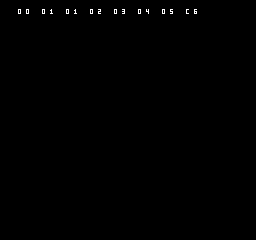 NES shows the deliberate error row 00 01 01 02 03 04 05 C6.
