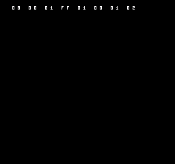 NES shows the deliberate error row 08 00 01 FF 01 00 01 02.