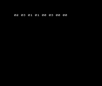Spectrum shows the deliberate error row 02 03 01 01 00 03 00 00.