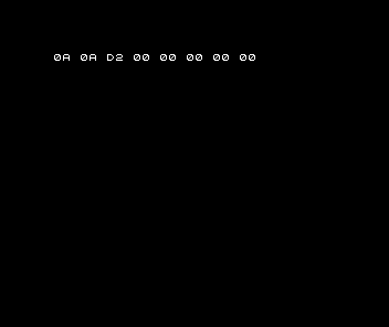 Spectrum shows the deliberate error row 0A 0A D2 00 00 00 00 00.