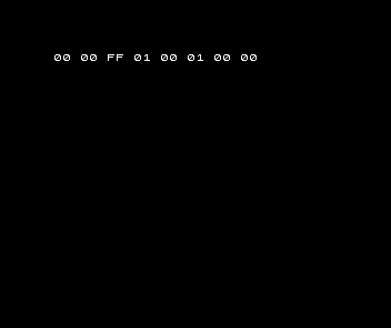 Spectrum shows the deliberate error row 00 00 FF 01 00 01 00 00.