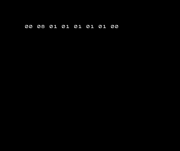 Spectrum shows the working diagnostic row 00 08 01 01 01 01 01 00.