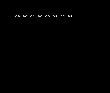 Spectrum shows the deliberate error row 00 00 01 00 03 32 3C 02.