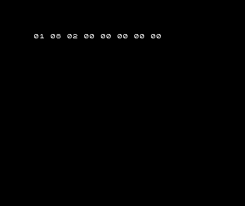 Spectrum shows the working result 01 08 02 00 00 00 00 00.