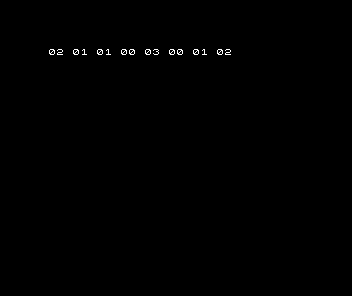 Spectrum shows the deliberate error row 02 01 01 00 03 00 01 02.